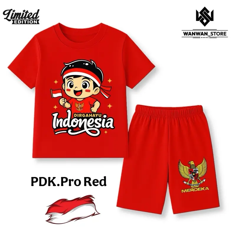 Baju Fashion Setelan Anak Motif Garuda Merah Putih 17 Agustus Celana Pendek 3