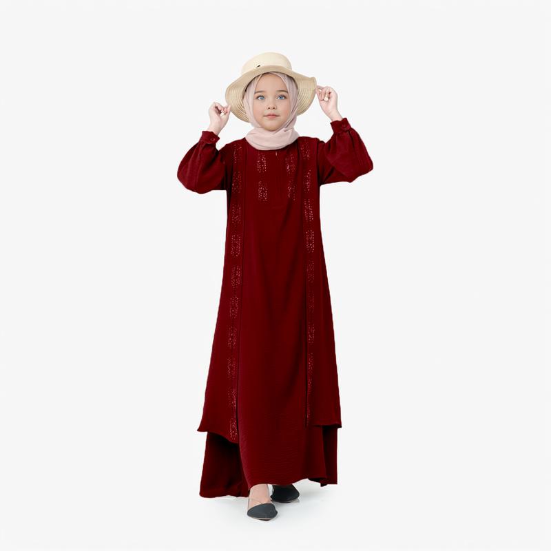 Basadzhi Kids Baju Muslim Anak Usia 5Th Sampai 13 Th Bahan Cey Crinkle Cantik Kancing Nyaman Hitam Variasi Putih Gamis Tanggung 5