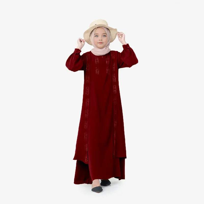 Basadzhi Kids Baju Muslim Anak Usia 5Th Sampai 13 Th Bahan Cey Crinkle Cantik Kancing Nyaman Hitam Variasi Putih Gamis Tanggung 4