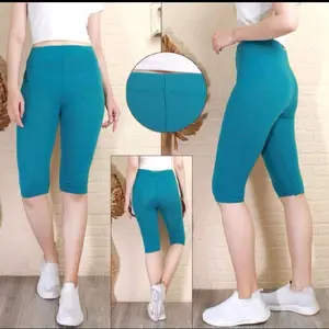 Celana Legging Pendek 3/4 Wanita Dewasa Bahan Spandex Tebal Halus Adem Elastis Panjang Standar Fit Ukuran L hingga Super Jumbo Cocok untuk Aktivitas Sehari-hari