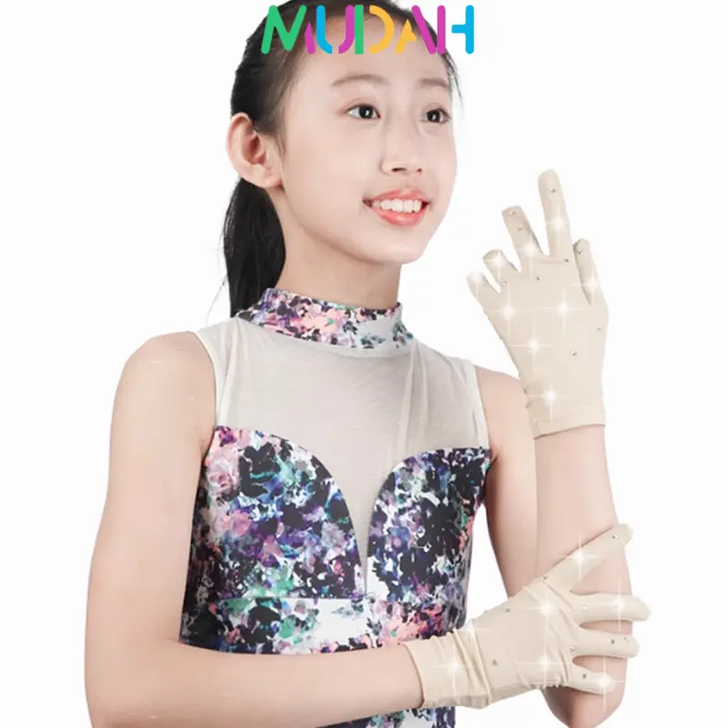 Womens Ice Skating Gloves with Rhinestones Accessories for Show Competition Anak-Dewasa Skating Glove