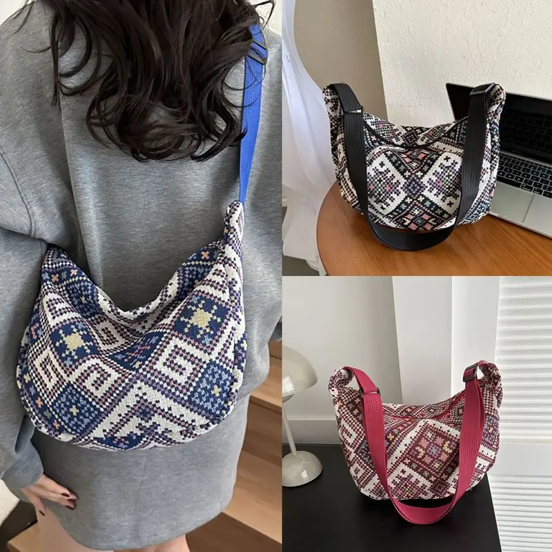 Túi Vải Đeo Vai, Thời Trang, Dung Tích Lớn, Phong Cách Dân Tộc, túi Messenger, Túi Xách, Dành Cho Nữ, Nữ 0
