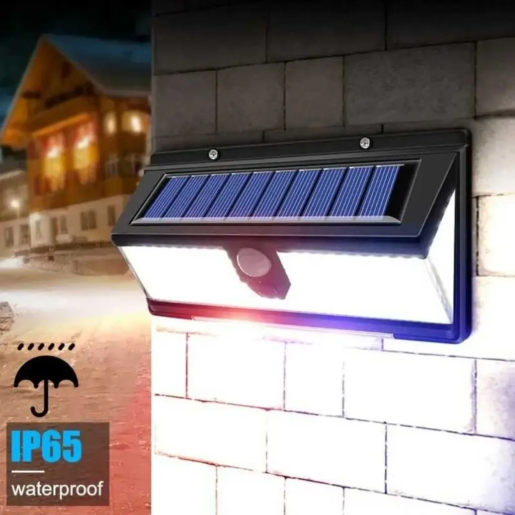 Lampu Dinding Taman Outdoor Solar Panel Tenaga Surya Sensor Gerak Waterproof 190 LED 