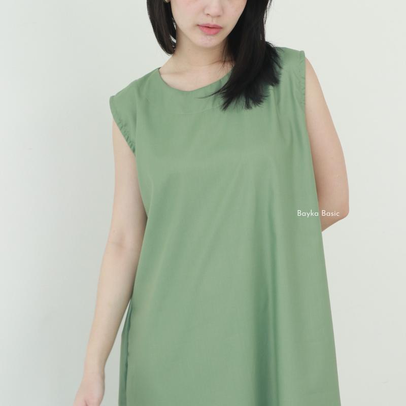Bayka - Inner Dress Tanpa Lengan / Maxi Sleeveless Dress Polos Wanita / Dalaman Gamis Katun / Manset Kutung Panjang 6