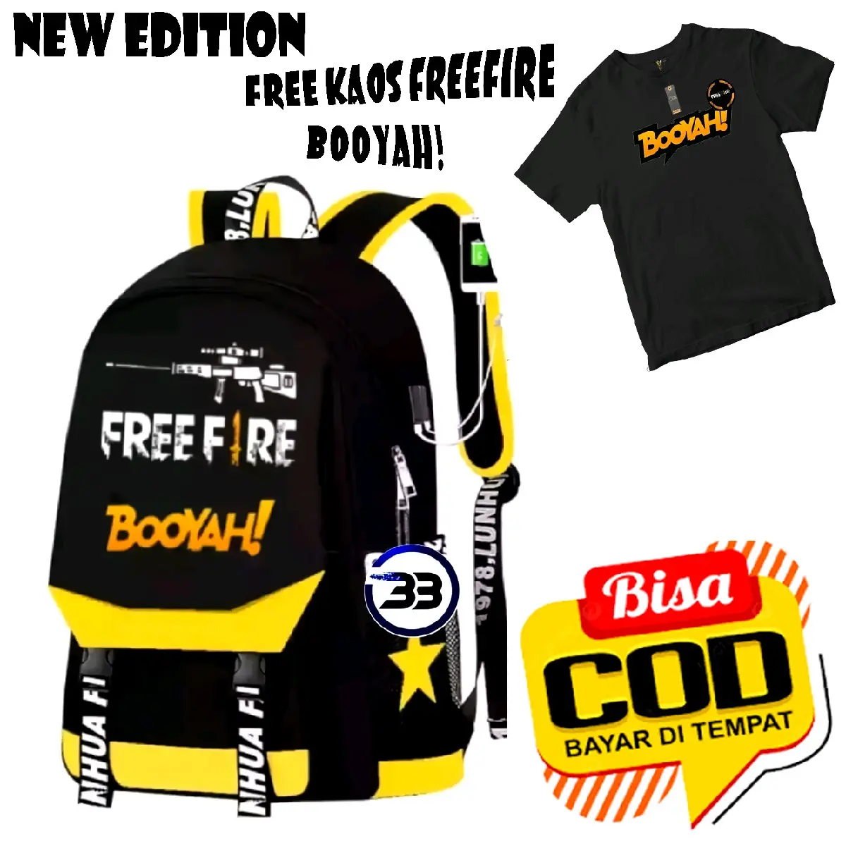 Tas Sekolah Anak Sd free fire Backpack Ransel Set R9I7 Gr RW402 Backpack Sekolah Kuliah Ker-DNT01 Karakter Kartun Fashion