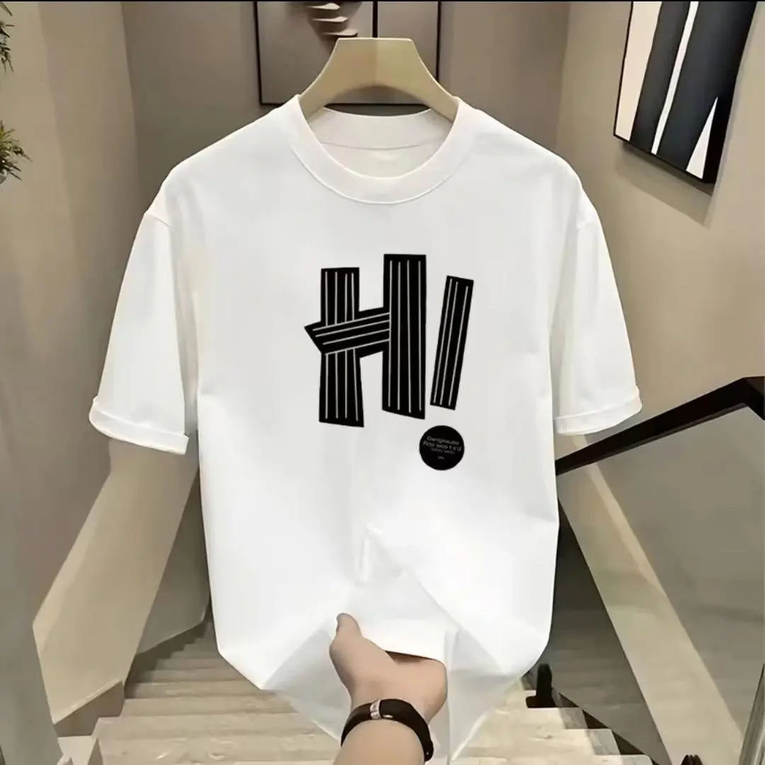 Áo Thun Cotton Ngắn Tay Cho Nam, Áo Mùa Hè Dáng Rộng Và Thoải Mái, Đơn Giản, Thời Trang, Tay Lửng, Thường Ngày Menswear Cổ Tròn Đen