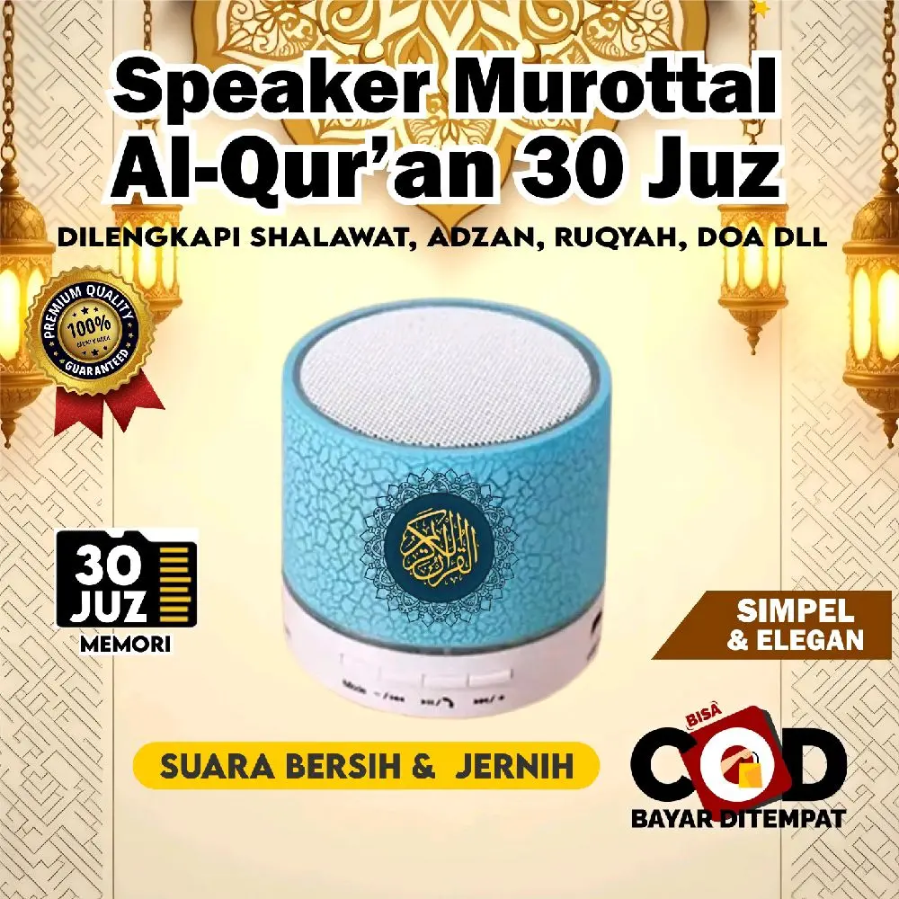 SPEAKER MUROTTAL AL-QUR'AN LENGKAP 30 JUS LED MINI BISA BLUETOOTH