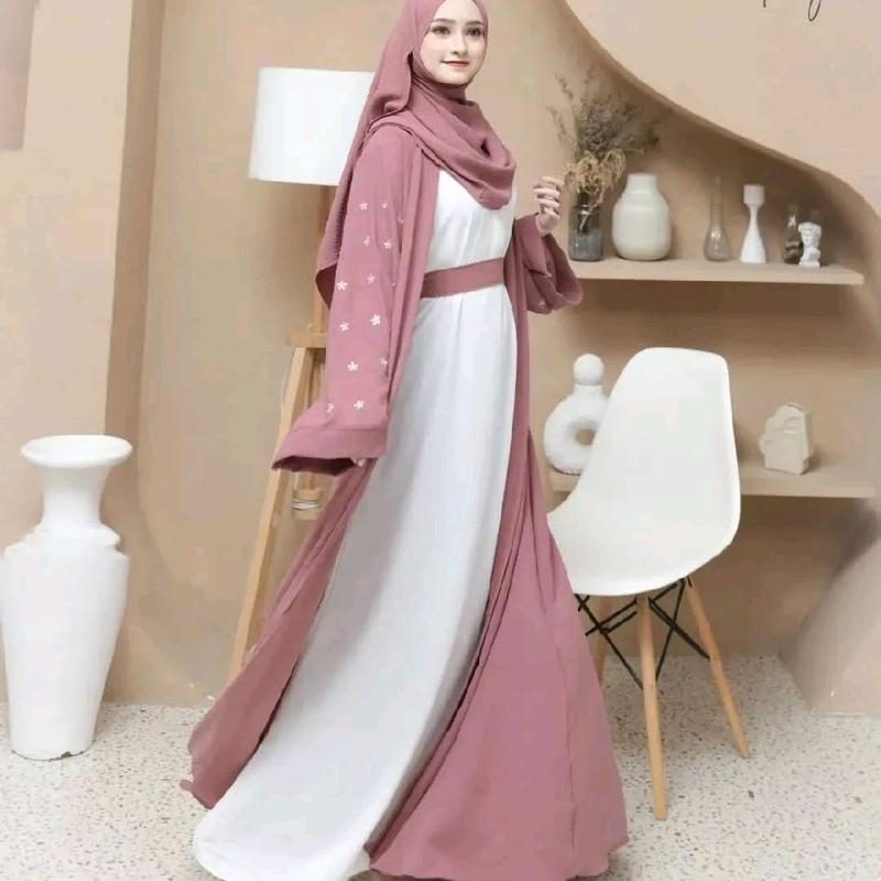 Gamis Jameela Abaya Bordir Hitam Mewah Crinkle Airflow - Dress, Wanita, Syari, Pesta, Dewasa, Remaja, Muslim semi-karet sophistication ceruty simpel Maxi suncreep zaenab pink swaroxy vina dres marun baju lebaran 8
