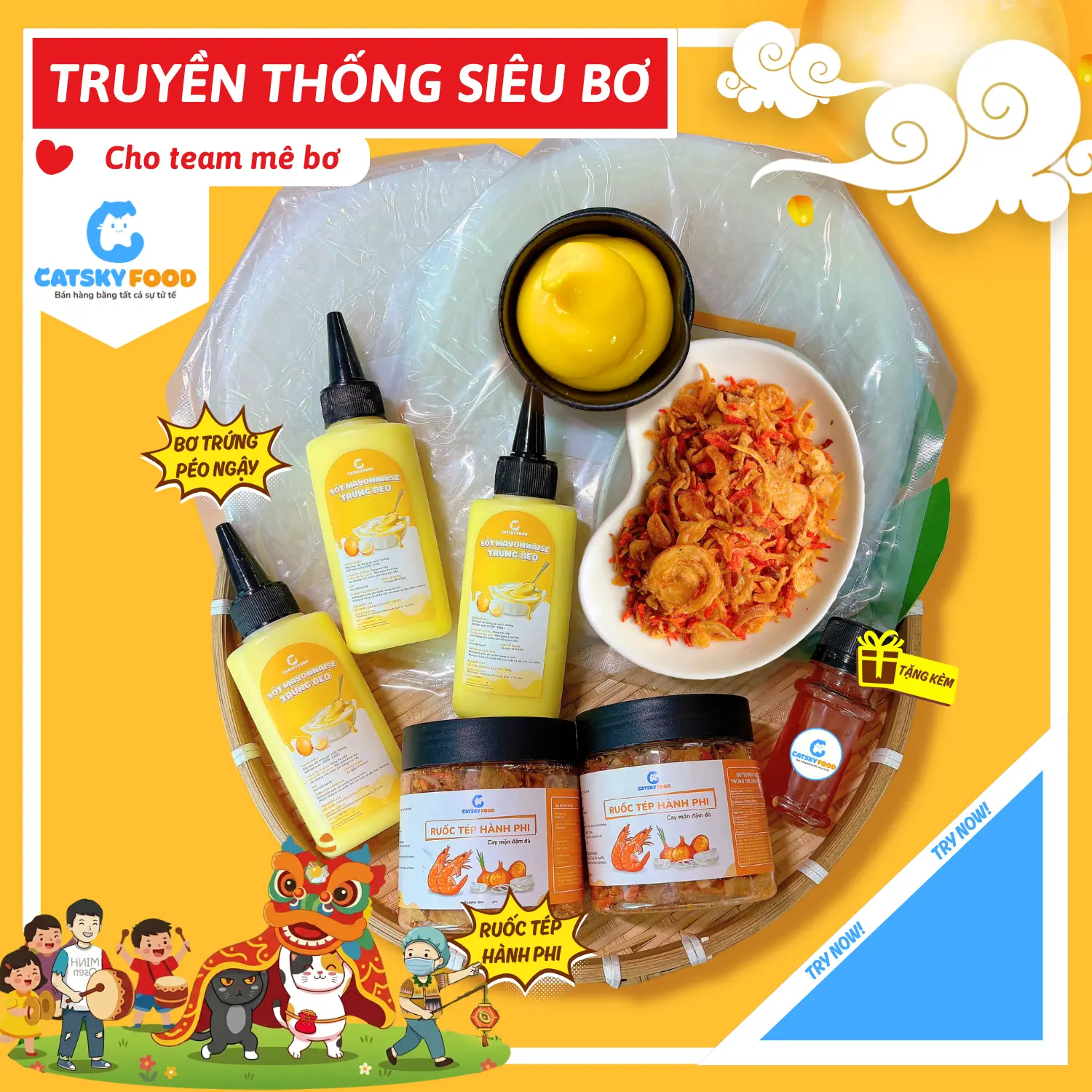 Tết Trung Thu [COMBO Truyền Thống] Bánh Tráng Phơi Sương Catsky Food - Ruốc Tép Khô Hành Phi & Bơ beo thơm ngon