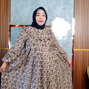 Gamis Camelia rayon premium lengan Balon jumbo by Safira Queen collection