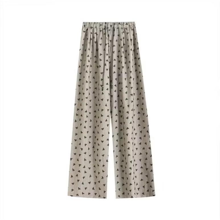 Quần Suông Hè Hoạ Tiết Nơ Trendy Tôn Dáng Thoải Mái, Quần Suông Ống Rộng Phong Cách Hoạ Tiết Nơ Hottrend 1