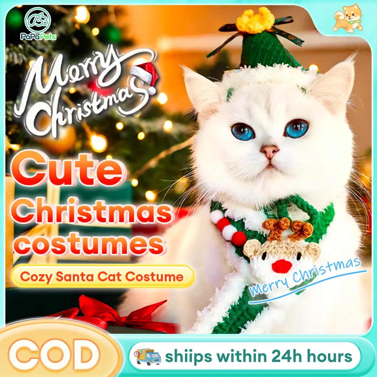 【Brand Crazy Deals】Pet Clothing Christmas Collar Cat Clothes Cute Dog Clothes Holiday Collar