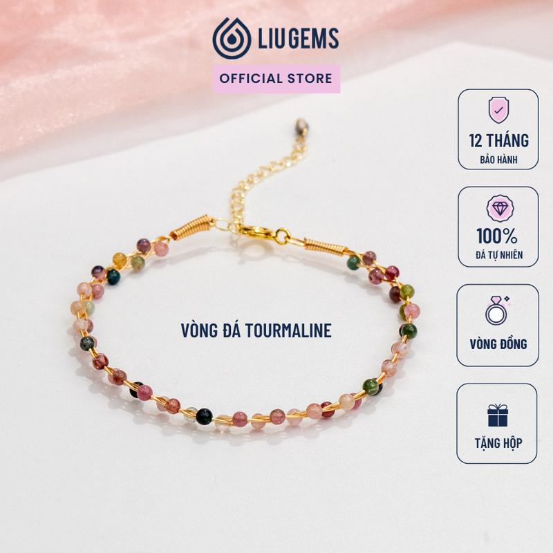 Vòng Tay Đính Đá Tourmaline Liugems Cho Nữ Kết Dây Đồng Tinh Tế Thanh Lịch Phong Cách VD01 (Mua một, tặng một hộp đựng trang sức miễn phí)