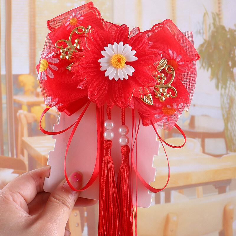 Product Introduction of Flowers Hairpins For Children New Bowknot Streamers Hair Accessories Fresh and Sweet Retro Jewelry Hairpins Gifts For Girls AKKU 21