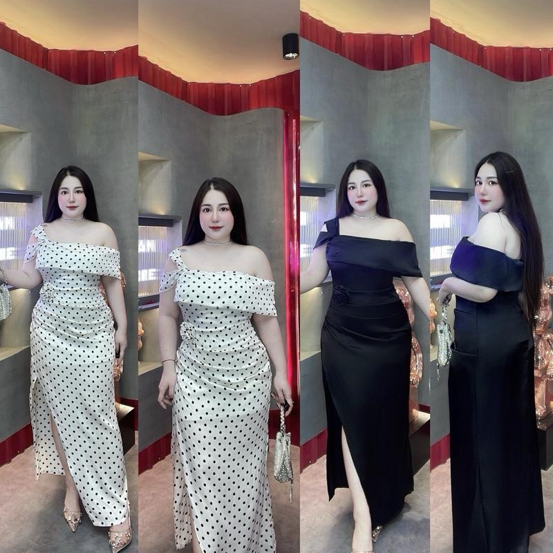 60-90kg ĐẦM LỤA BODY THIẾT KẾ DỰ TIỆC LỤA XẺ TÀ KẾT HOA EO SEXY CỔ VUÔNG Bigsize Vương Ngọc Hân Nữ Dress