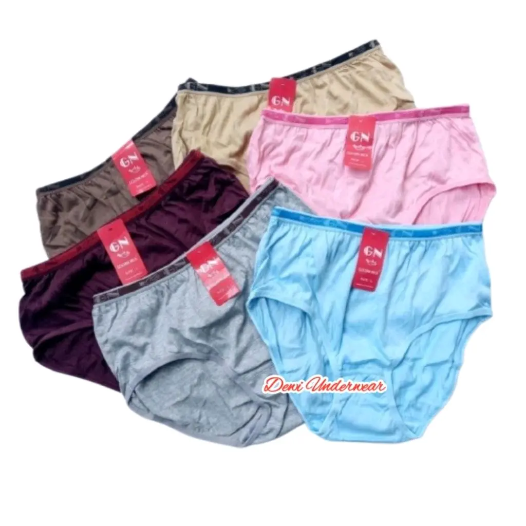 6 pcs CD Golden Nick 935 | CD Wanita GN Murah | Celdam Golden Nik Polos Terbaru Motif Waist Boxer Pendek Hitam Katun