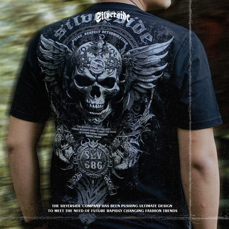 SILVERSIDE  DREAM SKULL  T-shirt / Kaos Distro Cowok/ Distro Cowok Combed Pria Band Katun Hitam 1