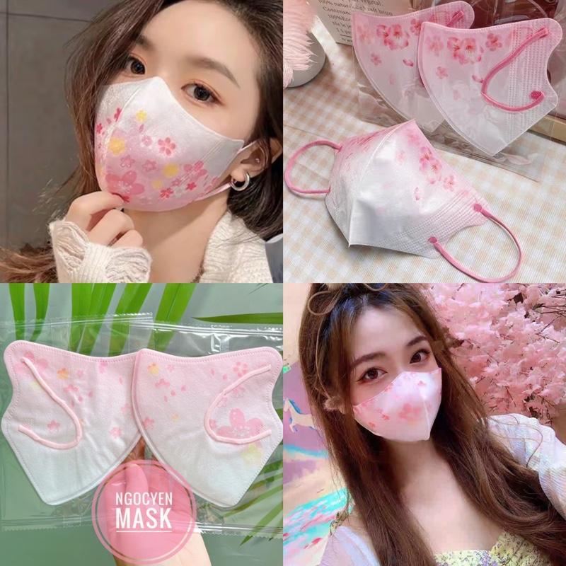 (Hoa) Size Người Lớn [Combo 50 Cái] Khẩu Trang Loang Hoa Sắc Màu Dành Cho Người Lớn Vải Lụa Mỏng Mềm Mịn