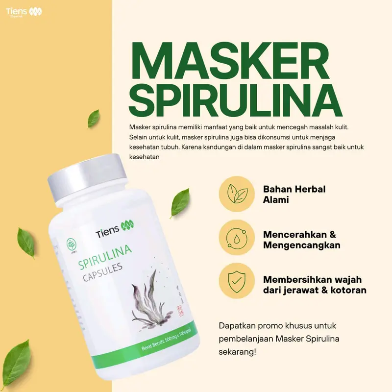 Spirulina Tiens perawatan masker mencerahkan wajah 1