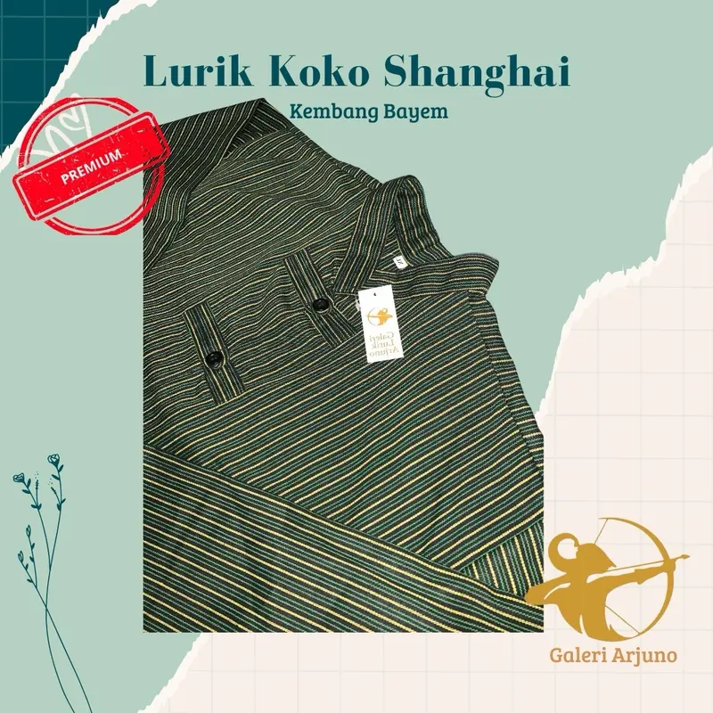 [Premium] Baju Lurik Koko Shanghai  // pakaian tradisional pria // Asli Lurik Halus // Asli Produk Galeri Arjuno // atasan tradisional // baju adat // lurik hijau kembang bayem // Baju Lurik Adat Pria // Baju muslim // Baju lebaran // Lurik termurah 2