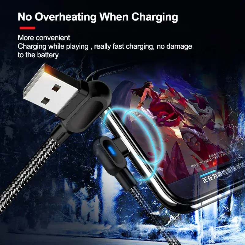 Cáp USB Type C Micro 90 độ, Olaf, Dây sạc nhanh, Tương thích với iPhone, Samsung, Xiaomi, Huawei, LG, Android, Dây dữ liệu Microusb, Thiết kế khuỷu tay đôi, Thích hợp để chơi game, Hỗ trợ USB C, Sạc nhanh 3.0 và 4.0 6