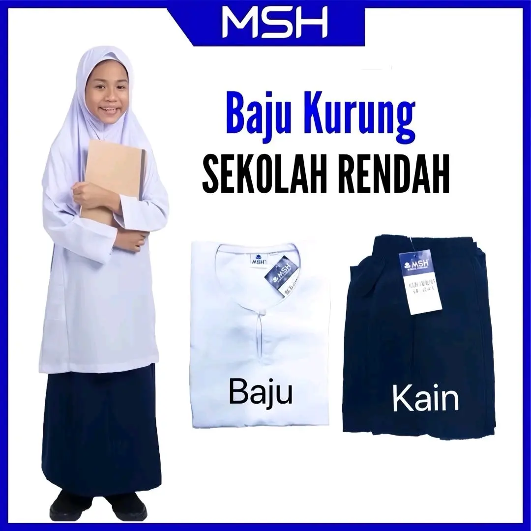 Baju Kurung Sekolah Rendah Kain Licin Koshibo #Tebal A1