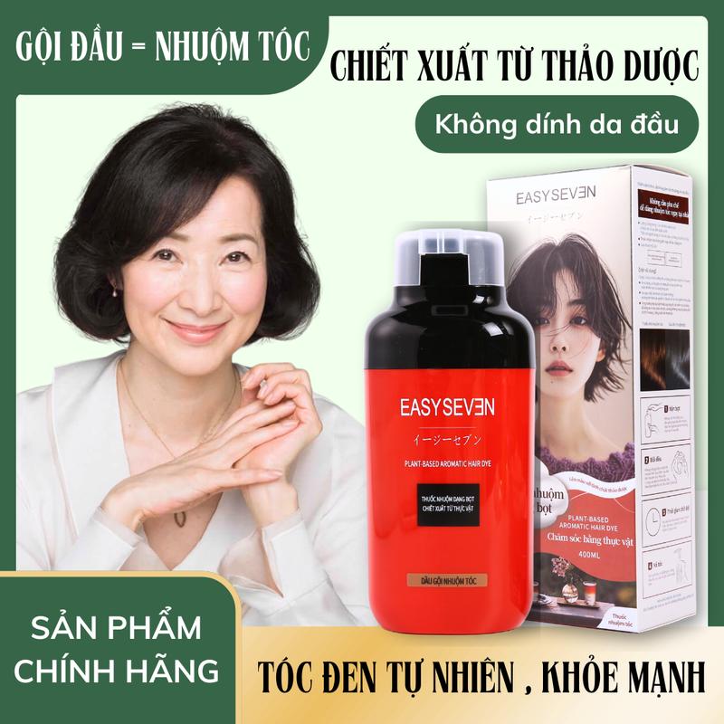  Dầu gội nhuộm tóc phủ bạc EASYSEVEN – Tạo bọt lên màu nhanh 10 phút thảo dược an toàn 