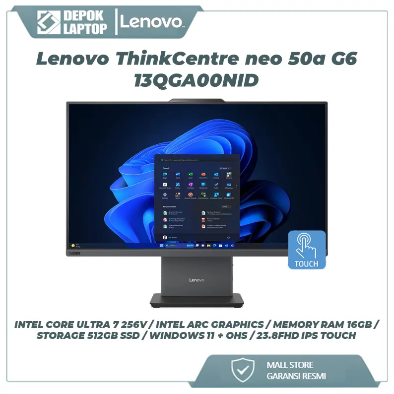 ThinkCentre neo 50a 24 G6 13QGA00NID Intel Core Ultra 7 256V 16GB RAM 512GB SSD 23.8" FHD IPS W11+OHS LUNA GRY 3Y