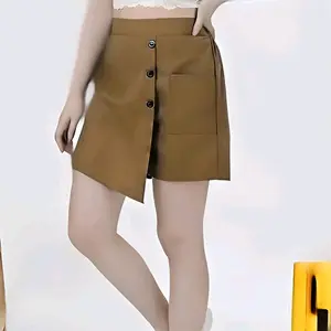 Korean Mini skrit Hotpants kekinian celana melar wanita nyaman shorts pendek hitam casual santai stretch rok span belah samping Cewek Dewasa  liburan soft grey Tebal Fit Basic Spandex Putih