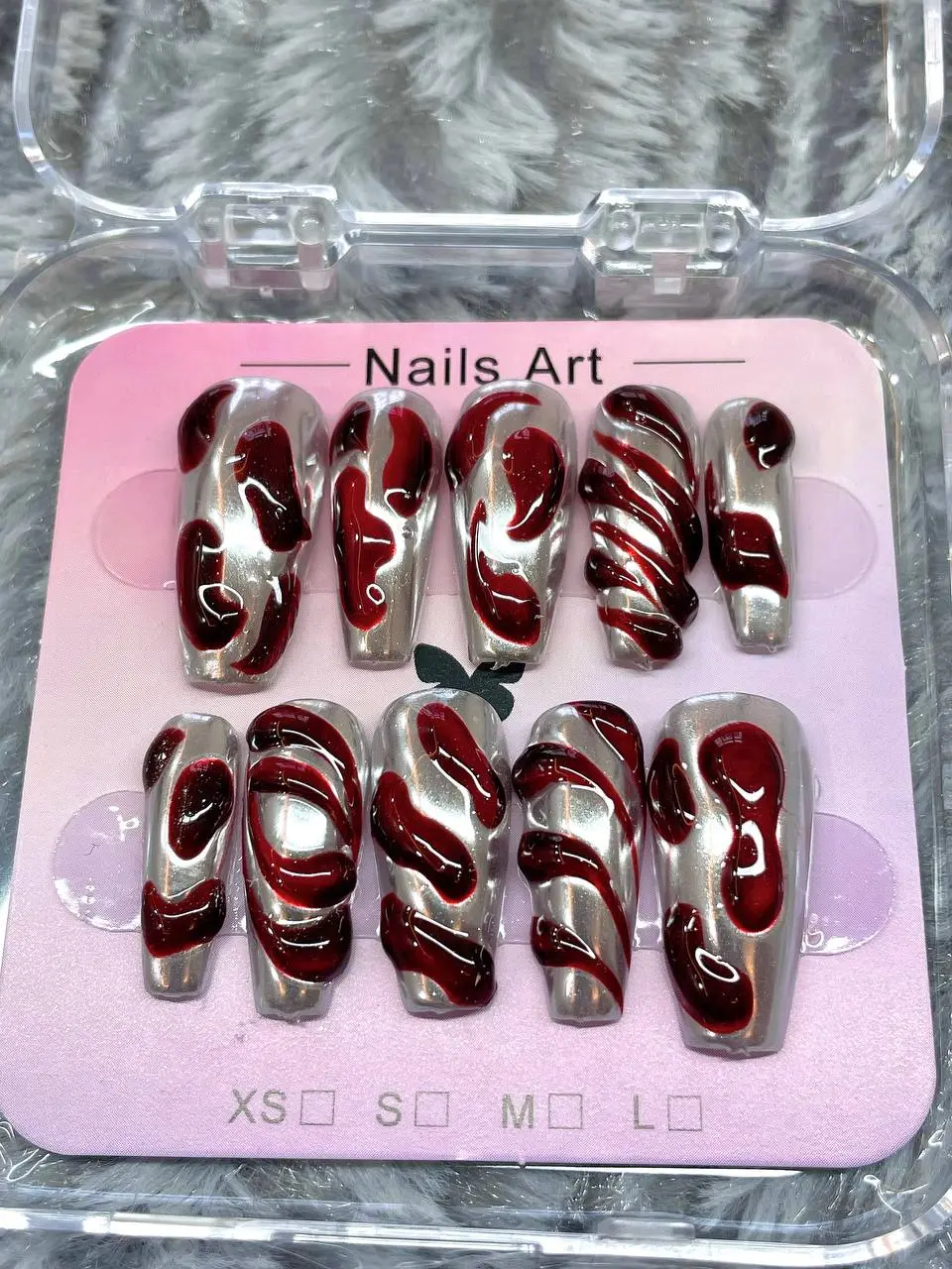 Adora Nails Set Bloody-Chrome (Press On Nail 1 of 1 Exclusive Set)