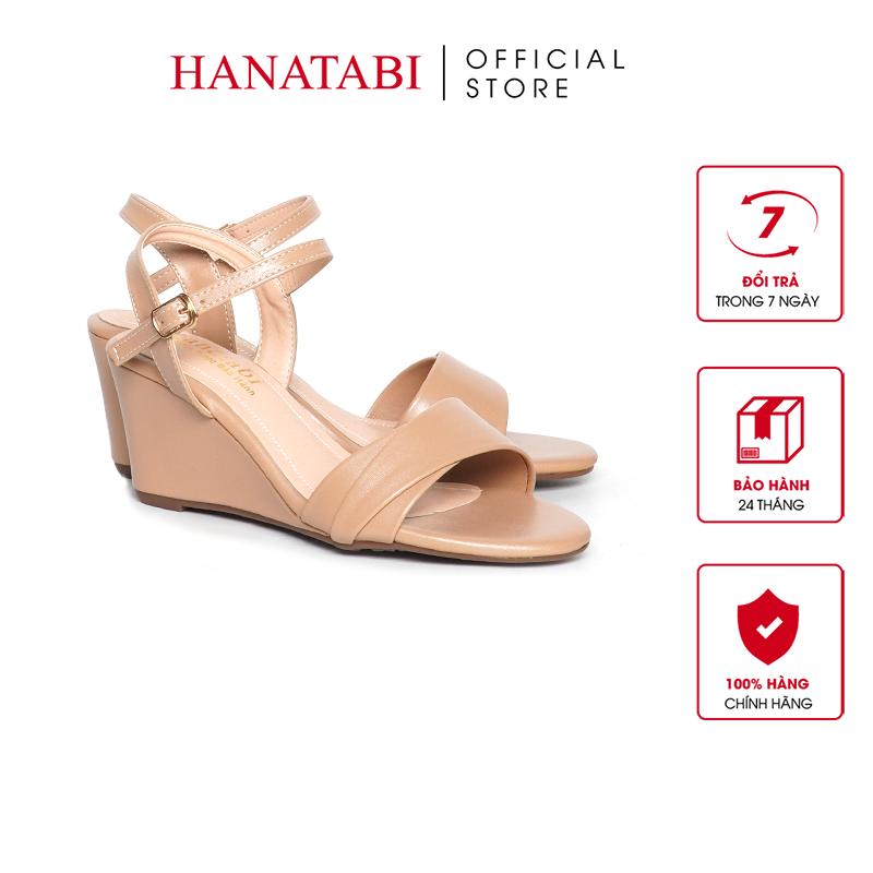 Giày Sandal Nữ Đế Xuồng TA Cao Cấp Cao 7cm Hanatabi Quai Ngang 2 Xếp Hậu C 35-39 Mã HNSDX7F1210