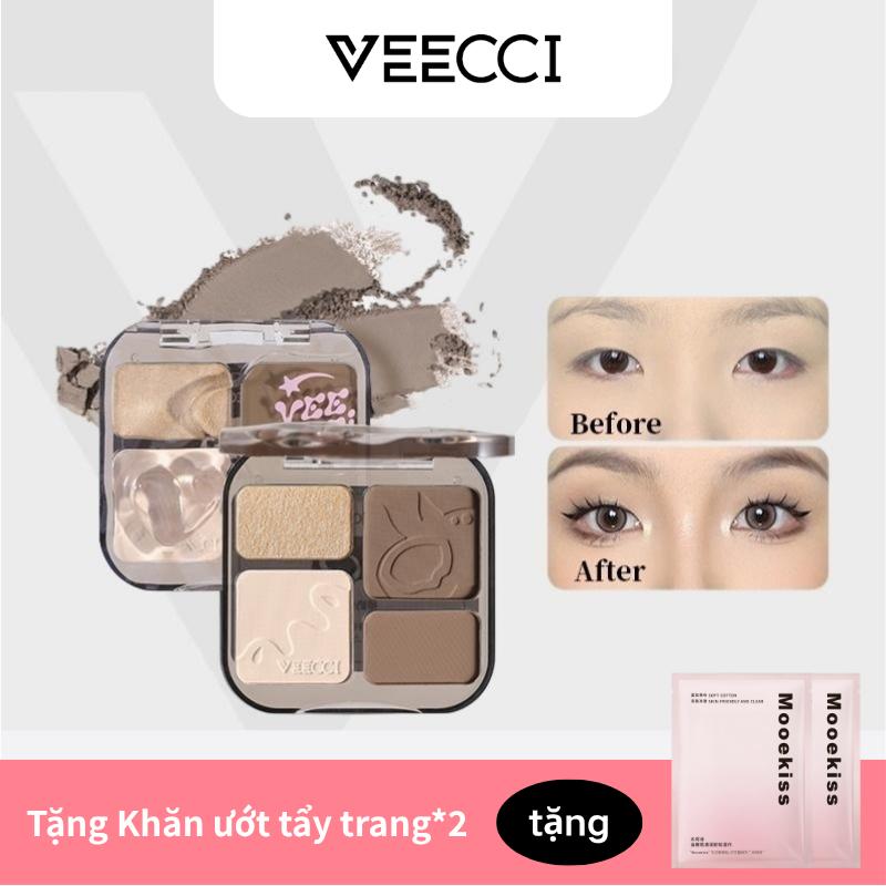 VEECCI Bảng Phấn Tạo Khối Bắt Sáng 4 màu Tự Nhiên Lâu Trôi Chống Nước 9g