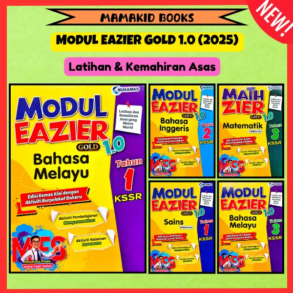 [Mamakids] Buku Latihan -  Modul Eazier Gold 1.0 By Cikgu Fadhli Salleh | Latihan & Kemahiran Asas Kssr | Tahun 1-3| 2025 | Nusamas