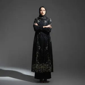 One Set Almeera Setelan Wanita Tunik Ceruty Motif Bunga Stelan Wanita Berhijab Lebaran Kekinian Free Hijab