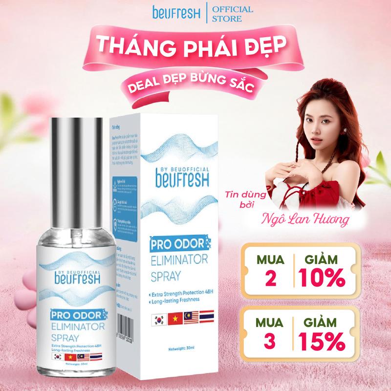 BEUFRESH PRO Xịt Khử Mùi Toàn Thân, Cảm Giác Dễ Chịu, Hỗ Trợ Giảm Thiểu Mồ Hôi Nách, Tay, Chân - XN602 cho nam không ố vàng