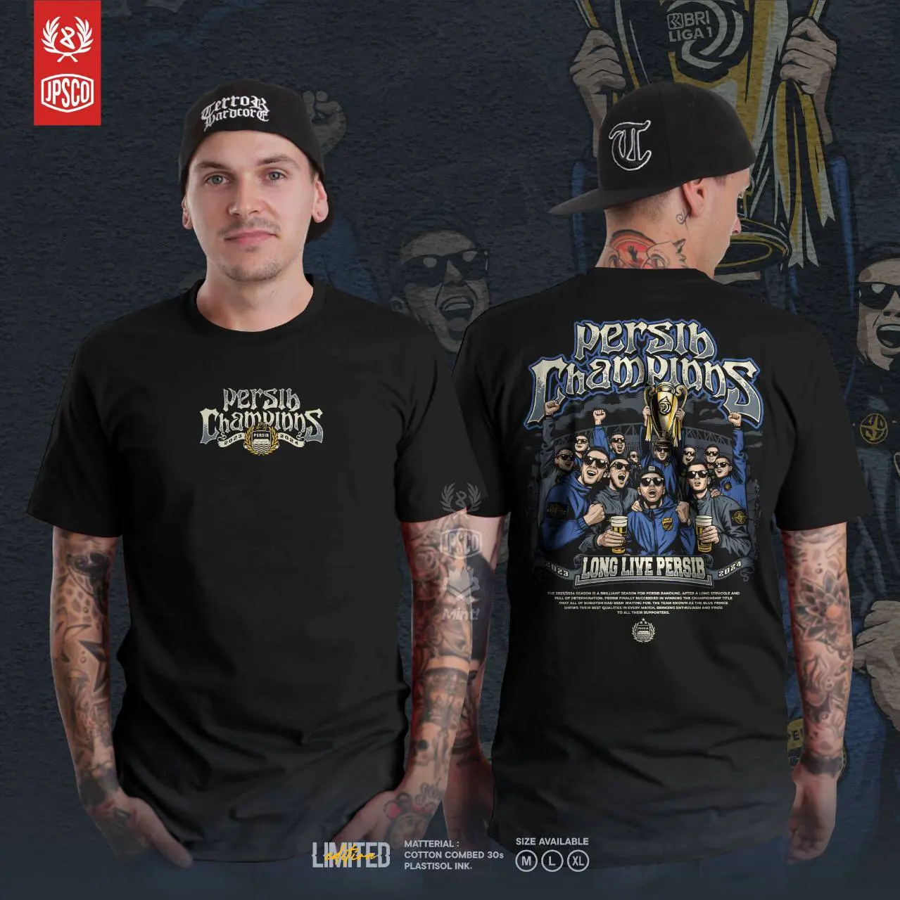 KAOS PERSIB BANDUNG CHAMPIONS KAOS PRIA TERBARU CASUAL Oblong Distro Baju Katun Surfing Hitam Polos Combed