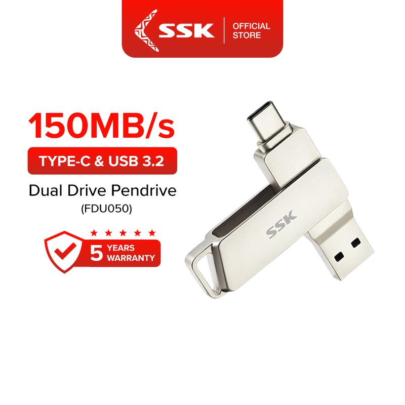 SSK Dual-Head Phone OTG Pendrive Storage Type C USB 3.2 Transfer ...