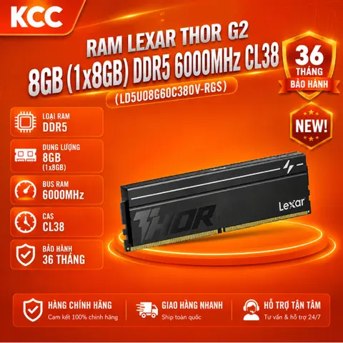 RAM Lexar THOR G2 8GB (1x8GB) DDR5 6000MHz CL38 (LD5U08G60C380V-RGS) bảo hành 3 năm chính hãng
