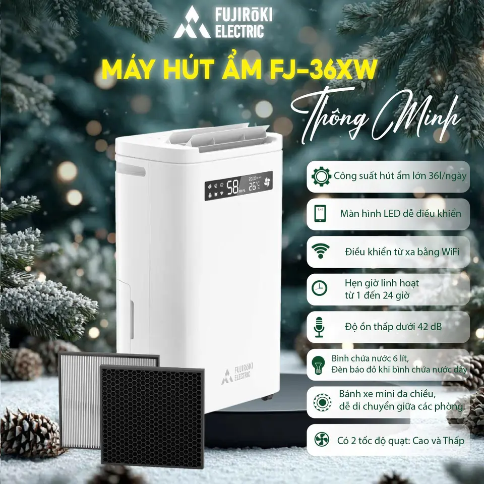 Máy hút ẩm lọc không khí-Dorosin FJ36XW - 36 lít có tính năng vừa hút ẩm vừa lọc không khí