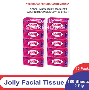 ( PAKET 10 PACK ) Tissue Facial Jolly 180 Sheets 2 Ply