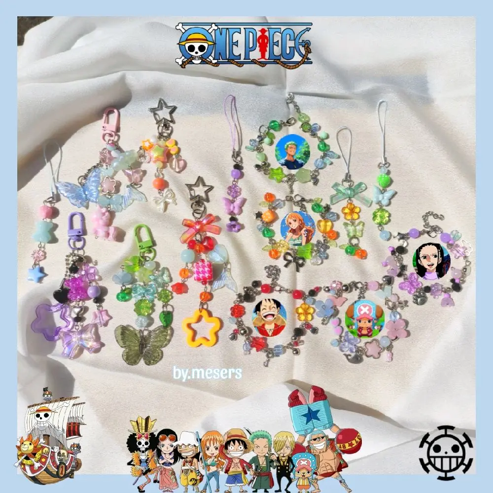 MESERS - One Piece Collections - Bracelet Phonecharm Bagcharm - Gantungan Kunci Gantungan Tas Gelang Manik Zoro Luffy Robbin Nami Chopper