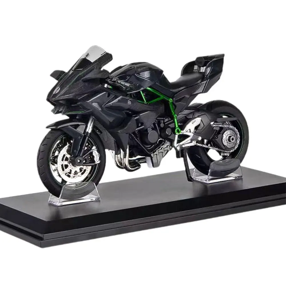 1:18 เย็นประณีตรถจักรยานยนต์รุ่นของเล่นโลหะผสม KAWASAKI H2R นินจารถจักรยานยนต์คอลเลกชันตกแต่งของขวัญชายอัศวินผู้ใหญ่มอเตอร์ไซเคิลฝัน