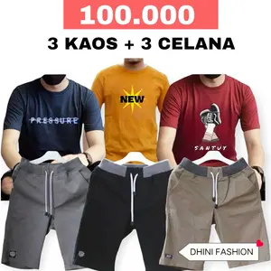 100 Ribu Dapat Setelan 3 kaos+ 3 celana cinos Kaos Motif