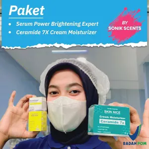 [ PROMO LIVE ] Paket 2 in 1 SONIK SKIN NICE serum power brightening expert 10 %  + ceramide moisturizer 50g/30g 7x / Moisturizer cream ceramide 7x  Niacinamide Mencerahkan Wajah Leher Vitamin Acid