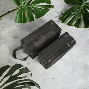 TAS PERLEGKAPAN MANDI ] KANTONG RIAS ] TAS KOSMETIK organizer perjalanan paket mesh Hitam