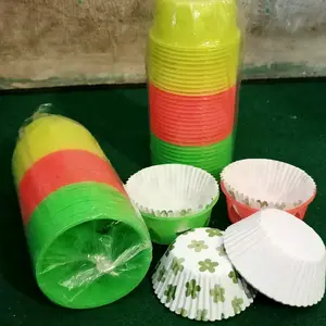 3 lusin+100 pcs cup kertas cetakan bolu kukus tahan panas ukuran kecil
