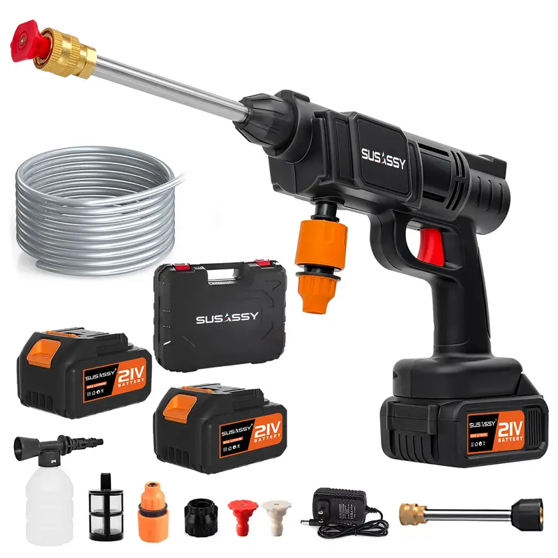 Pistola Para Hidrolavadora Electrica Portatil Inalambrica Incluye 2 Baterías, Manguera De 5M Hidrolavadora eléctrica portátil y inalámbrica negro de 550W con 680psi de presión máxima - Foto 3
