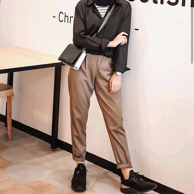 Celana baggy pants || celana kerja wanita american drill grad A Panjang 4