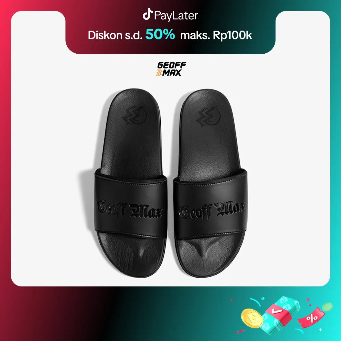 Geoff Max - Alston Black | Sandal Pria Wanita Sendal Slop Selop Slipper Anti Licin Shoes Sandal Karet