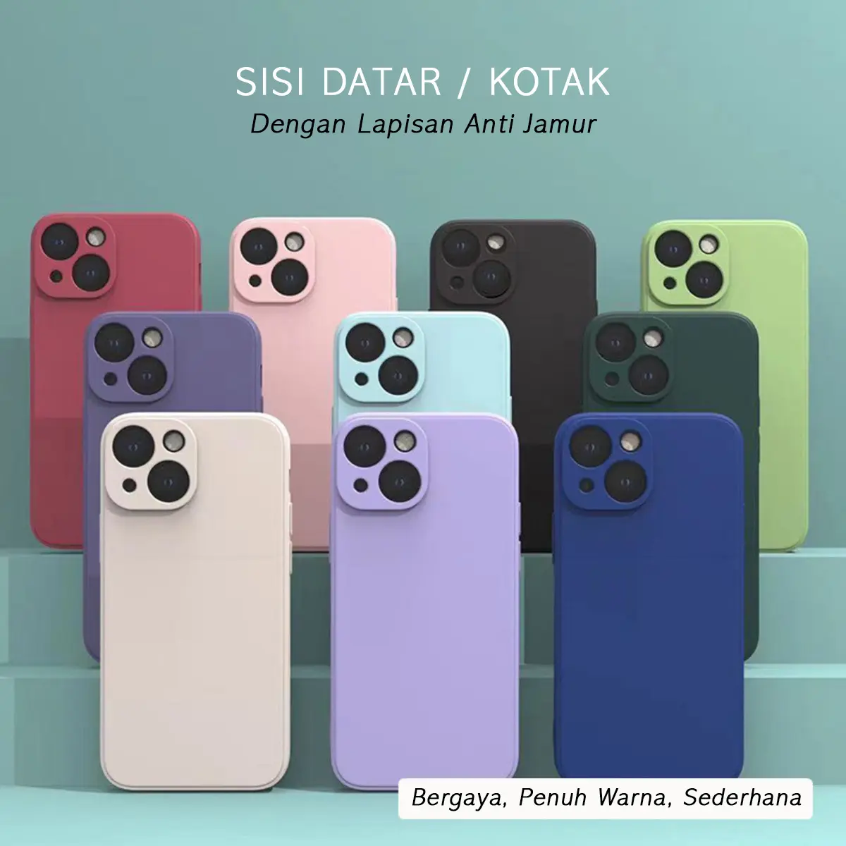 Silicone SQUARE EDGE Soft Case iPh*ne 11 12 13 PRO MAX PLUS 7 8 X XR XS SE Casing iP Silikon Lapisan Anti Jamur mirip Beludru Softcase TPU